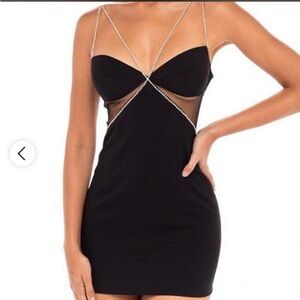Heiress Beverly Hills Elegant Black Mini Dress with Chain Details